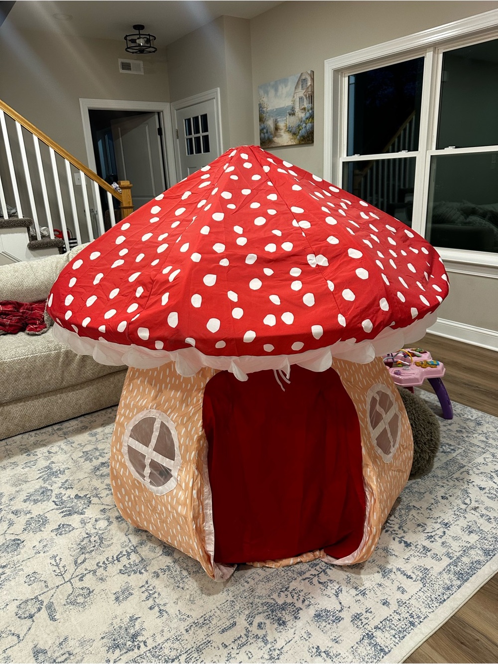 Kids Mushroom Play Tent - Red and Tan Kids Costume Playhouse